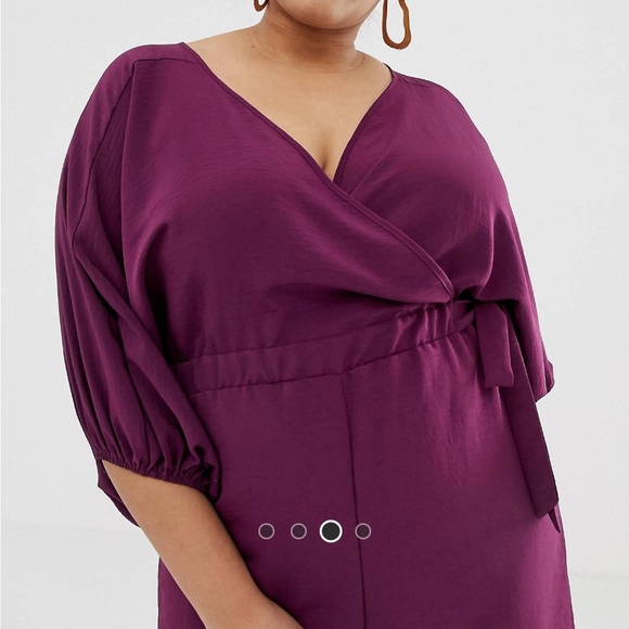 ASOS Design Curve Kimono Sleeve Jumpsuit with Wrap and Culottes Leg- Size 18 US - Picture 3 of 6